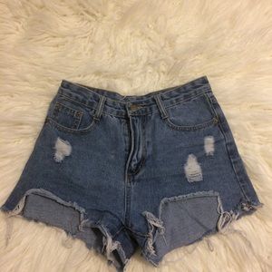 Shein Shorts Size Small Distressed High Waist Denim Cut Off Boho Festival